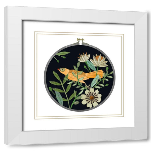 Singing Birds II White Modern Wood Framed Art Print with Double Matting by Wang, Melissa