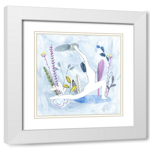 Meditation Garden Yoga II White Modern Wood Framed Art Print with Double Matting by Wang, Melissa