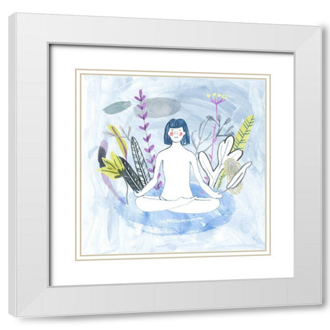 Meditation Garden Yoga III White Modern Wood Framed Art Print with Double Matting by Wang, Melissa