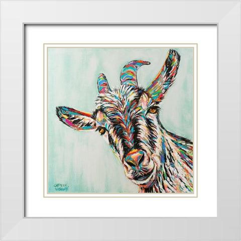 Funny Goat I White Modern Wood Framed Art Print with Double Matting by Vitaletti, Carolee