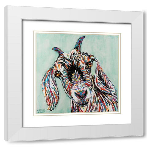 Funny Goat II White Modern Wood Framed Art Print with Double Matting by Vitaletti, Carolee
