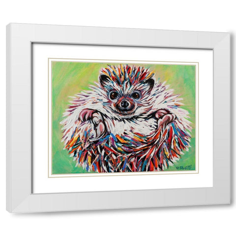 Colorful Hedgehog II White Modern Wood Framed Art Print with Double Matting by Vitaletti, Carolee