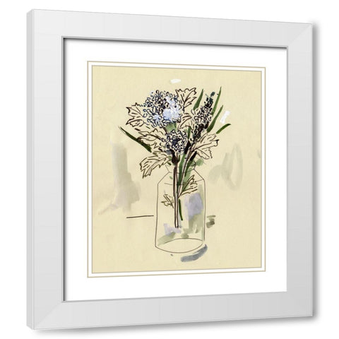 Hydrangea in the Bottle I White Modern Wood Framed Art Print with Double Matting by Wang, Melissa