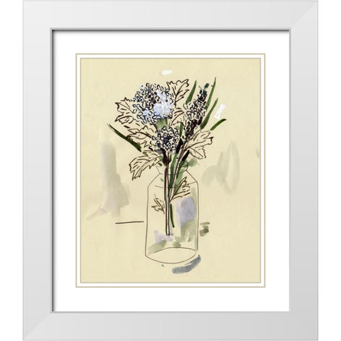 Hydrangea in the Bottle I White Modern Wood Framed Art Print with Double Matting by Wang, Melissa