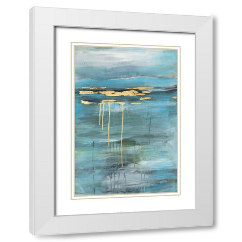 Distant Shores II White Modern Wood Framed Art Print with Double Matting by Combs, Joyce