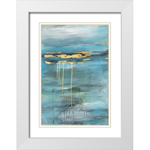 Distant Shores II White Modern Wood Framed Art Print with Double Matting by Combs, Joyce