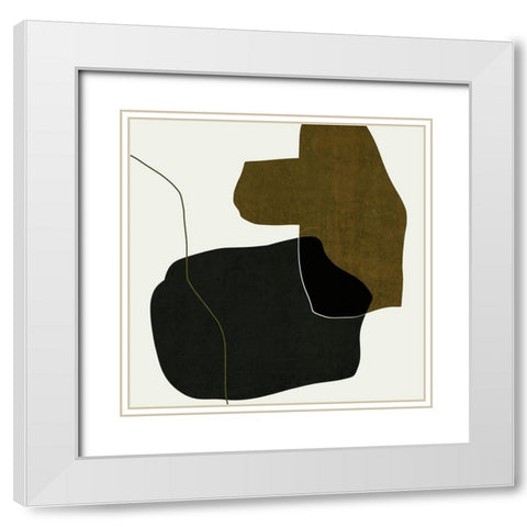 Shape Silhouettes I White Modern Wood Framed Art Print with Double Matting by Wang, Melissa