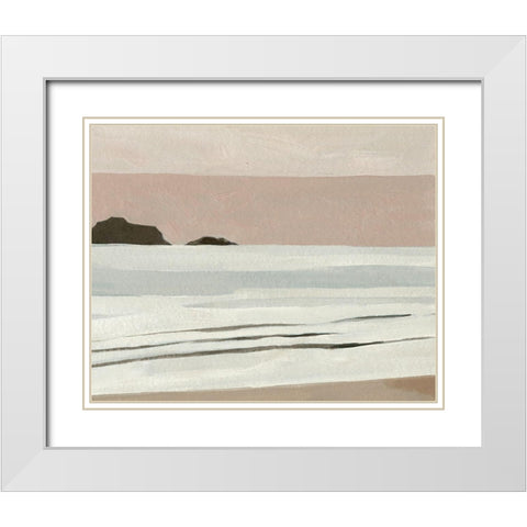 Muted Tonal Horizon I White Modern Wood Framed Art Print with Double Matting by Caroline, Emma