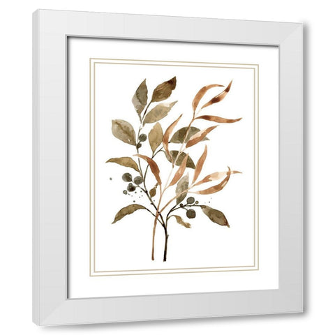 Preserved Autumn Leaves II White Modern Wood Framed Art Print with Double Matting by Barnes, Victoria