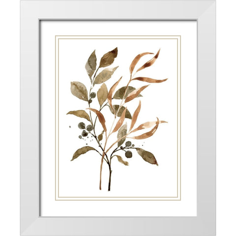 Preserved Autumn Leaves II White Modern Wood Framed Art Print with Double Matting by Barnes, Victoria