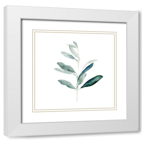 Summer Olive Branch I White Modern Wood Framed Art Print with Double Matting by Caroline, Emma