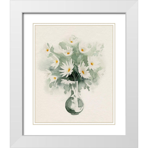 Daisy Bouquet Sketch II White Modern Wood Framed Art Print with Double Matting by Popp, Grace