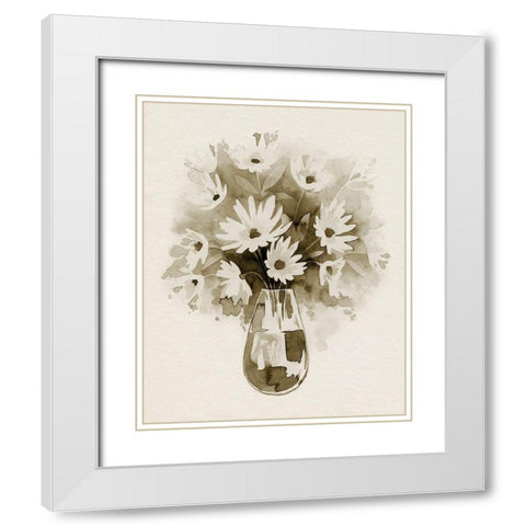 Daisy Bouquet Sketch III White Modern Wood Framed Art Print with Double Matting by Popp, Grace