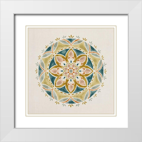 Summer Mandala III White Modern Wood Framed Art Print with Double Matting by Borges, Victoria