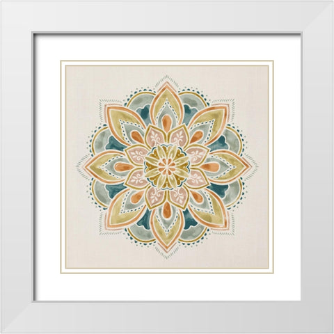 Summer Mandala IV White Modern Wood Framed Art Print with Double Matting by Borges, Victoria