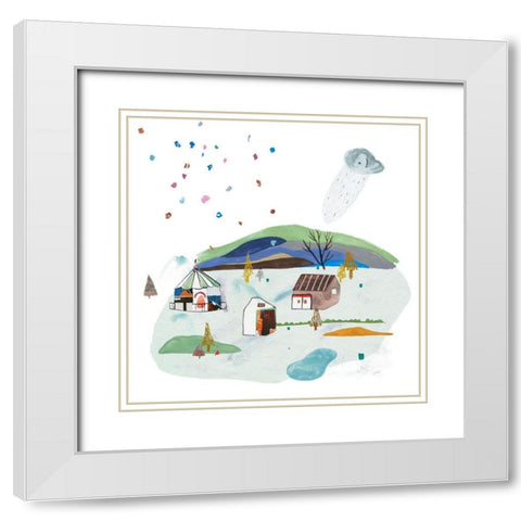 The Valley Playground I White Modern Wood Framed Art Print with Double Matting by Wang, Melissa
