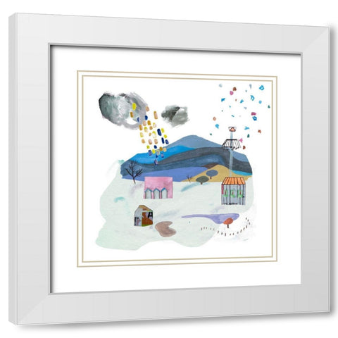 The Valley Playground II White Modern Wood Framed Art Print with Double Matting by Wang, Melissa