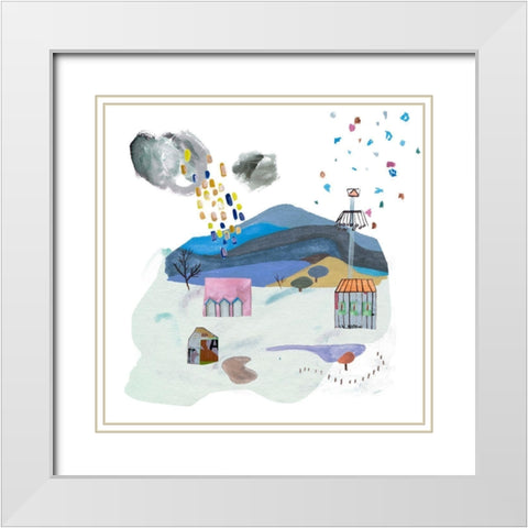 The Valley Playground II White Modern Wood Framed Art Print with Double Matting by Wang, Melissa