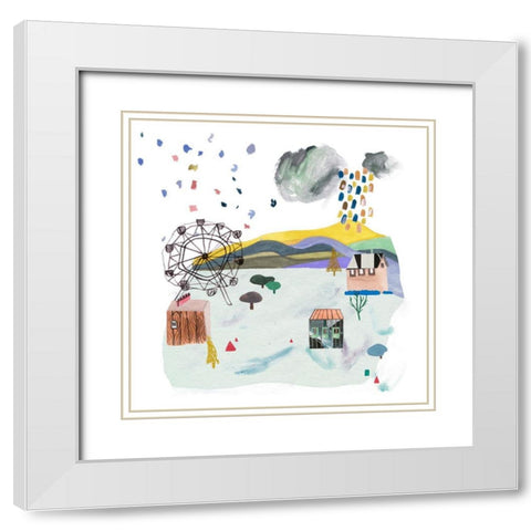 The Valley Playground IV White Modern Wood Framed Art Print with Double Matting by Wang, Melissa