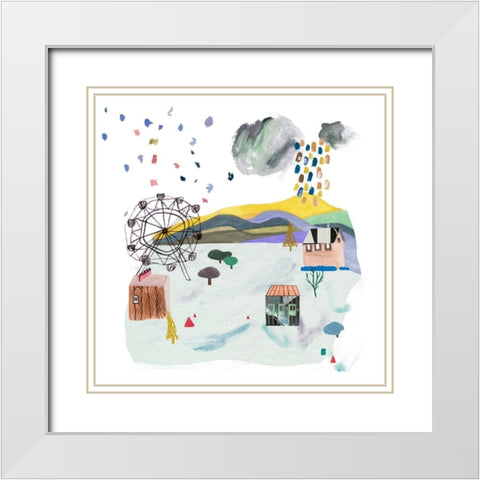 The Valley Playground IV White Modern Wood Framed Art Print with Double Matting by Wang, Melissa