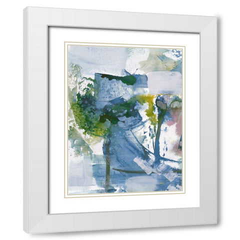 Blue Diamonds I White Modern Wood Framed Art Print with Double Matting by Combs, Joyce