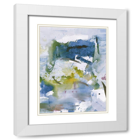 Blue Diamonds II White Modern Wood Framed Art Print with Double Matting by Combs, Joyce