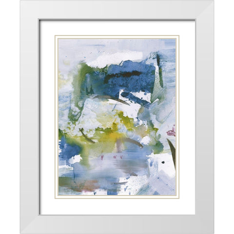 Blue Diamonds II White Modern Wood Framed Art Print with Double Matting by Combs, Joyce