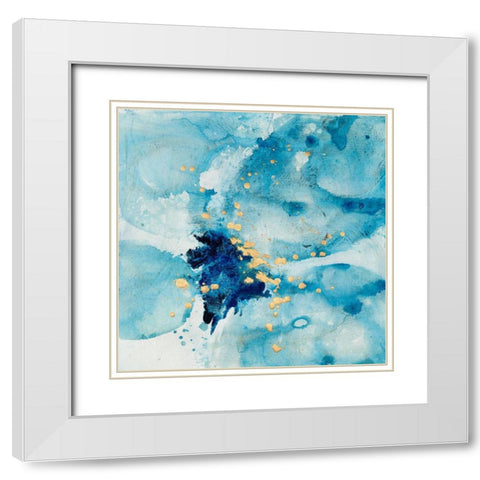 Searching in Blue I White Modern Wood Framed Art Print with Double Matting by Combs, Joyce