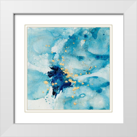 Searching in Blue I White Modern Wood Framed Art Print with Double Matting by Combs, Joyce