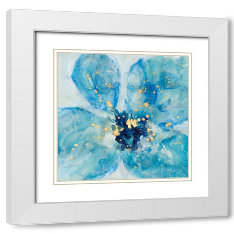 Searching in Blue II White Modern Wood Framed Art Print with Double Matting by Combs, Joyce