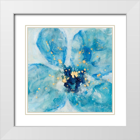Searching in Blue II White Modern Wood Framed Art Print with Double Matting by Combs, Joyce