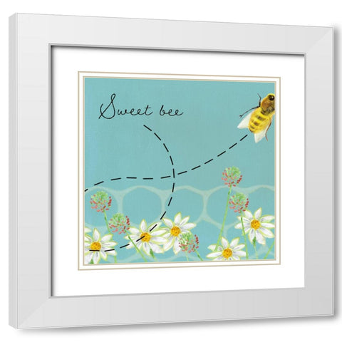 Honeybee Hive I White Modern Wood Framed Art Print with Double Matting by Longley, Alicia