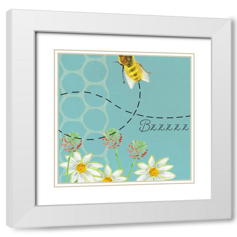 Honeybee Hive II White Modern Wood Framed Art Print with Double Matting by Longley, Alicia