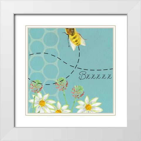 Honeybee Hive II White Modern Wood Framed Art Print with Double Matting by Longley, Alicia