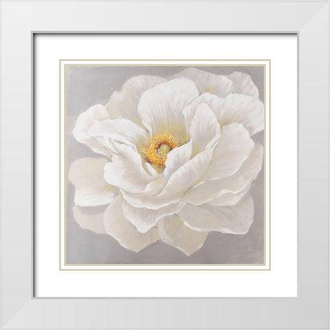 White Peony I White Modern Wood Framed Art Print with Double Matting by OToole, Tim