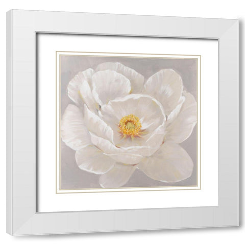 White Peony II White Modern Wood Framed Art Print with Double Matting by OToole, Tim