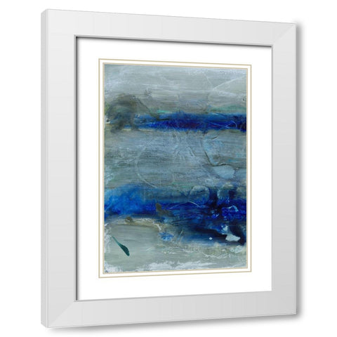 Blue Morning Tide I White Modern Wood Framed Art Print with Double Matting by Combs, Joyce
