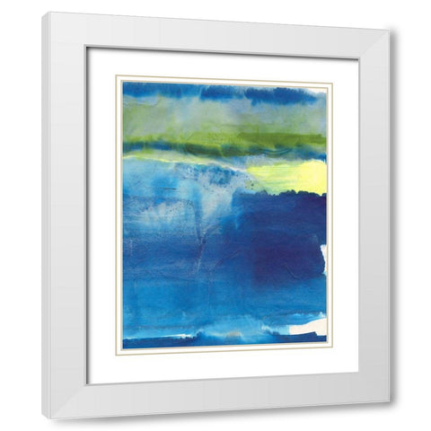 Deep Blue Thoughts I White Modern Wood Framed Art Print with Double Matting by Combs, Joyce