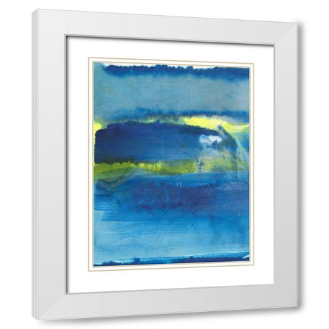 Deep Blue Thoughts II White Modern Wood Framed Art Print with Double Matting by Combs, Joyce