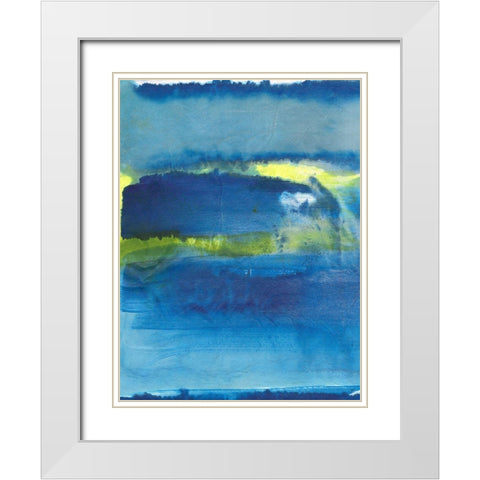 Deep Blue Thoughts II White Modern Wood Framed Art Print with Double Matting by Combs, Joyce