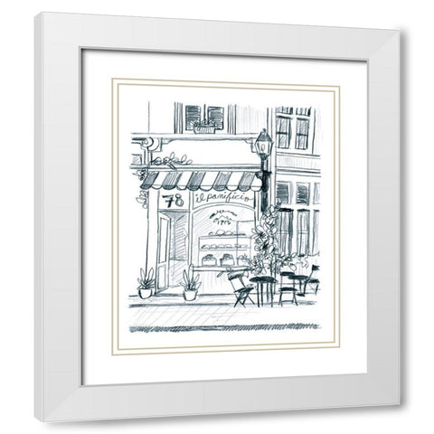 Italian Street Sketch I White Modern Wood Framed Art Print with Double Matting by Vess, June Erica