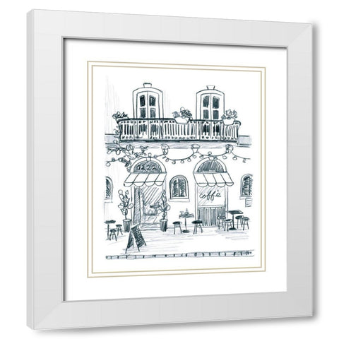 Italian Street Sketch II White Modern Wood Framed Art Print with Double Matting by Vess, June Erica
