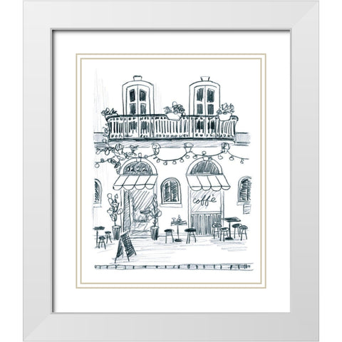 Italian Street Sketch II White Modern Wood Framed Art Print with Double Matting by Vess, June Erica