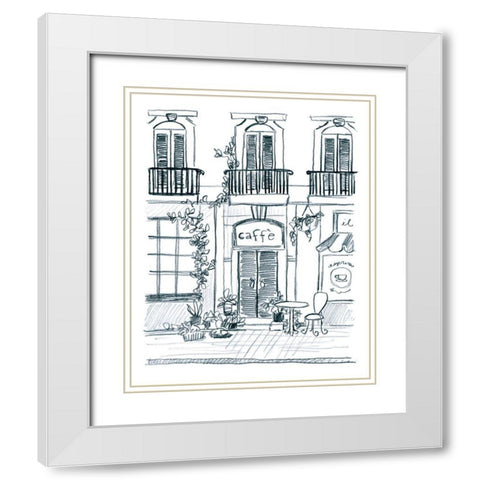 Italian Street Sketch III White Modern Wood Framed Art Print with Double Matting by Vess, June Erica