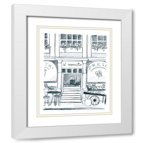 Italian Street Sketch IV White Modern Wood Framed Art Print with Double Matting by Vess, June Erica