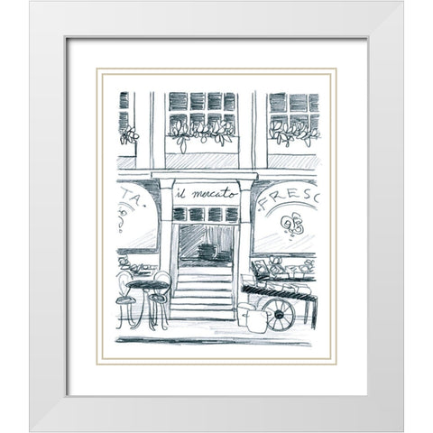 Italian Street Sketch IV White Modern Wood Framed Art Print with Double Matting by Vess, June Erica