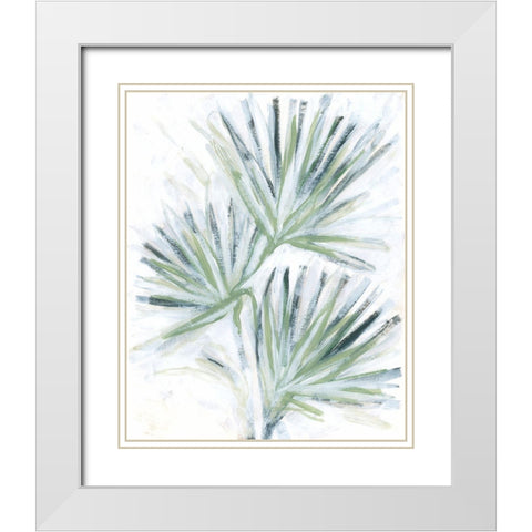 Palm Frond Fresco I White Modern Wood Framed Art Print with Double Matting by Vess, June Erica