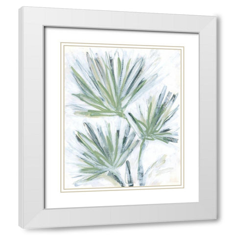 Palm Frond Fresco II White Modern Wood Framed Art Print with Double Matting by Vess, June Erica