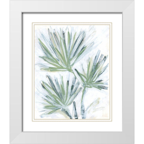 Palm Frond Fresco II White Modern Wood Framed Art Print with Double Matting by Vess, June Erica