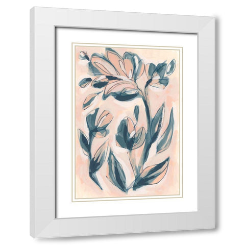 Indigo Blush Garden II White Modern Wood Framed Art Print with Double Matting by Vess, June Erica